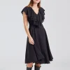 Chiffon Wide Ruffle Dress Black