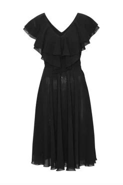 Chiffon Wide Ruffle Dress Black