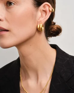 Chunky Hoops Satin Small Gold