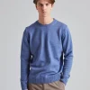 Chunky Merino Crew Neck Blue Melange