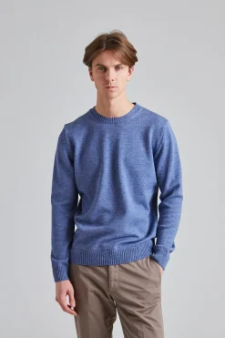 Chunky Merino Crew Neck Blue Melange