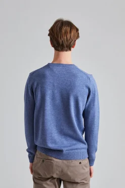 Chunky Merino Crew Neck Blue Melange