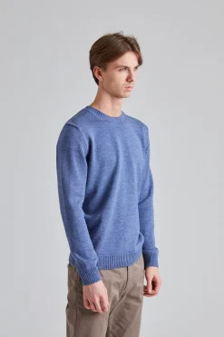 Chunky Merino Crew Neck Blue Melange