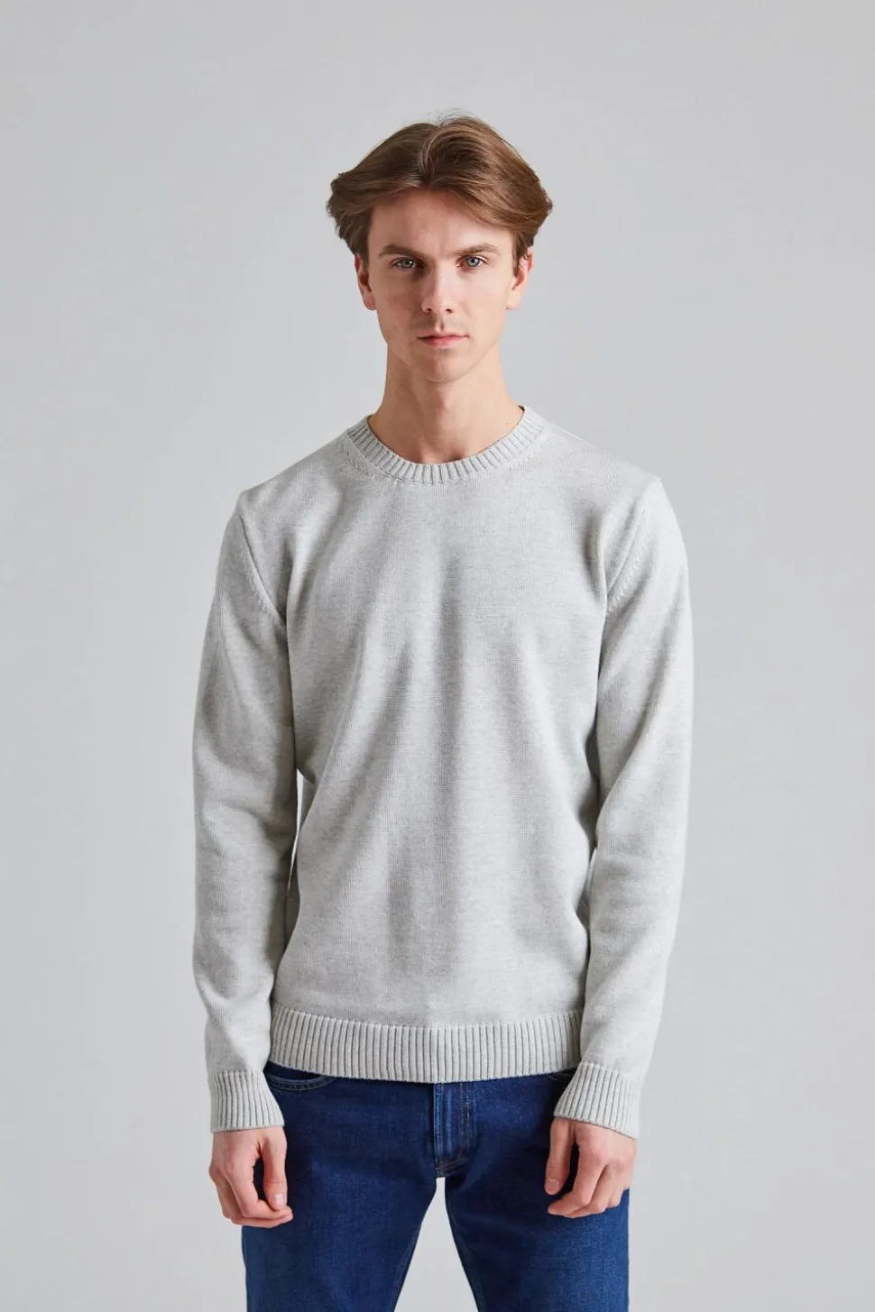 Chunky Merino Crew Neck Lt Grey