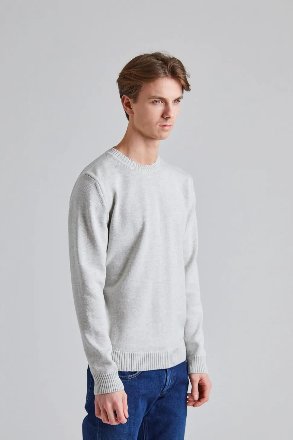 Chunky Merino Crew Neck Lt Grey