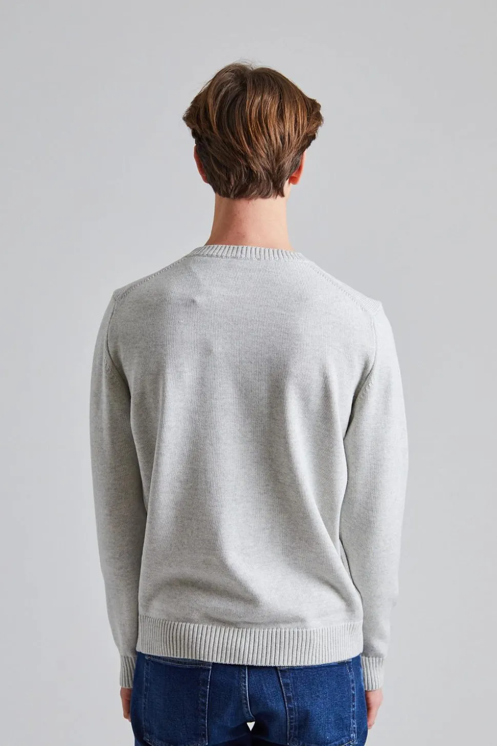 Chunky Merino Crew Neck Lt Grey