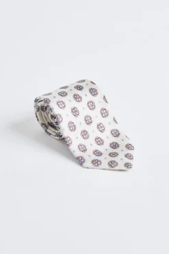 Classic Printed Flower Tie Cream