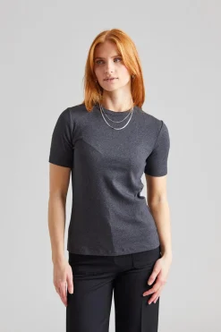 Classic Rib Tee Charcoal Melange