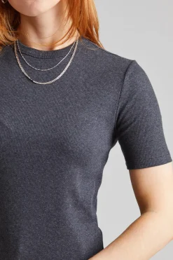 Classic Rib Tee Charcoal Melange