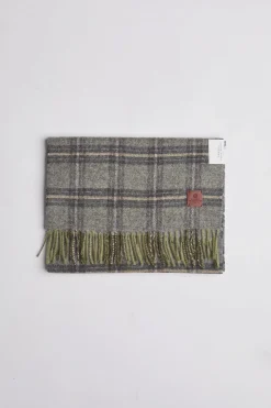 Classic Woven Scarf in Check Olive Melange