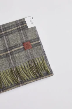 Classic Woven Scarf in Check Olive Melange