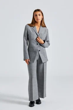 Clean Wide Trousers Grey Melange