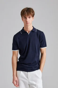 Contrast Polo Shirt Blue