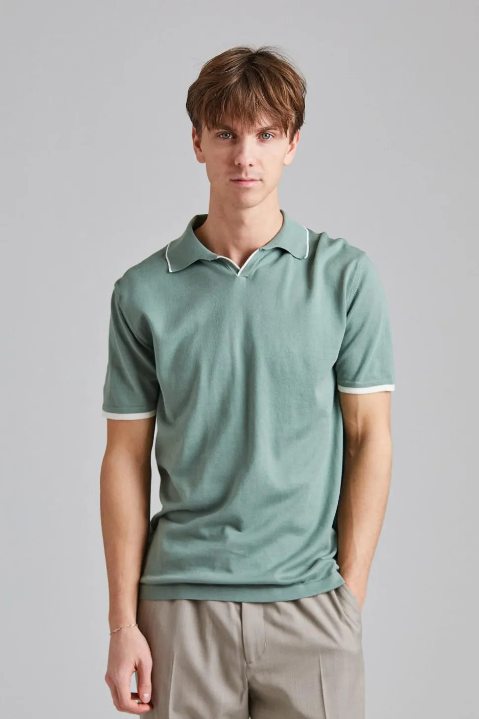 Contrast Polo Shirt Salvia
