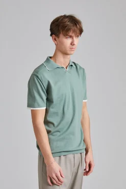 Contrast Polo Shirt Salvia