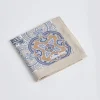 Cotton Bandana Ecru with Blue Flowers