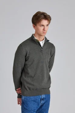 Cotton Half Zip Dk Olive