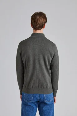 Cotton Half Zip Dk Olive