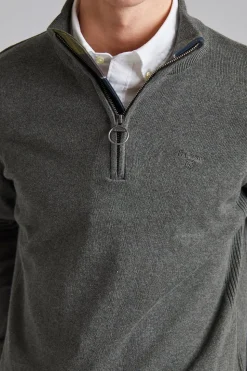 Cotton Half Zip Dk Olive