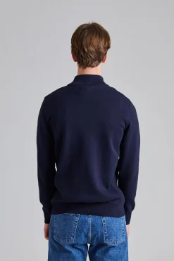 Cotton Half Zip Navy