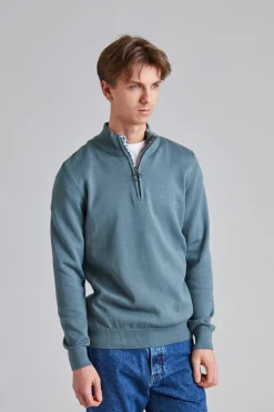 Cotton Half Zip Vintage Teal