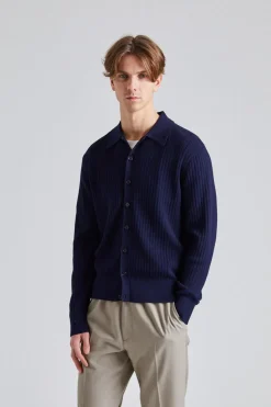 Cotton Merino Knit Shirt Navy