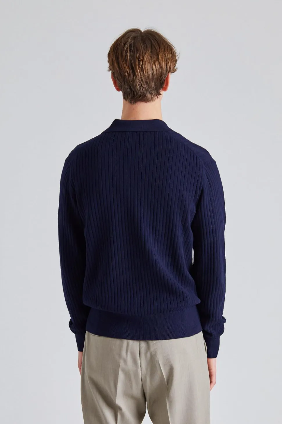Cotton Merino Knit Shirt Navy