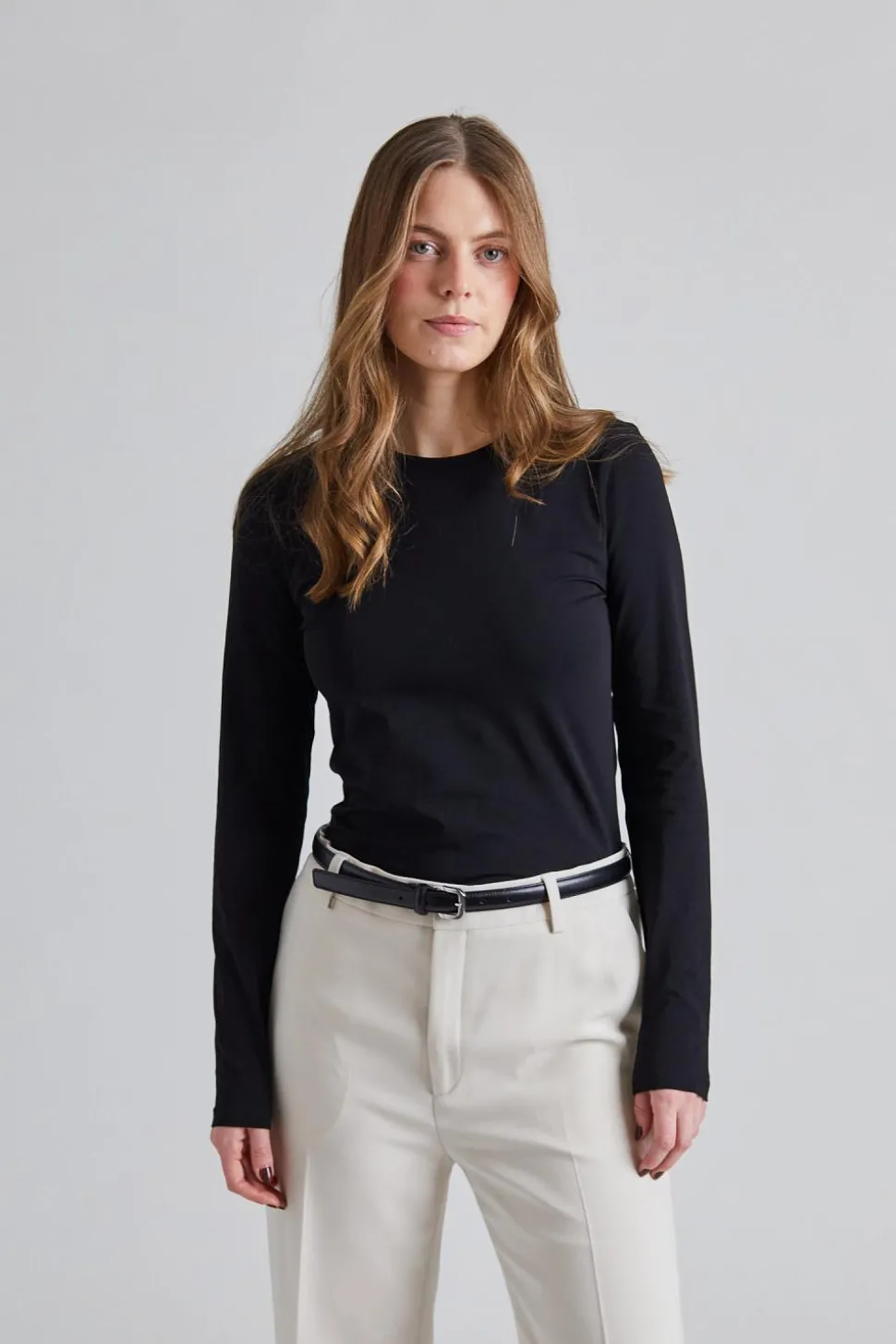 Cotton Stretch Long Sleeve Black