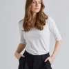 Cotton Stretch Scoop Neck Top White