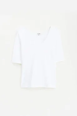 Cotton Stretch Scoop Neck Top White