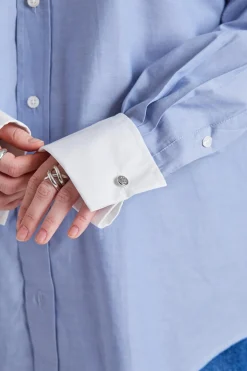 Cotton Tuxedo Shirt Steel Blue