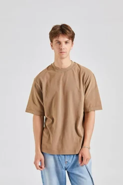 Crew Neck T-shirt - Relaxed Fit Taupe Brown FN-UX-TSHI000018