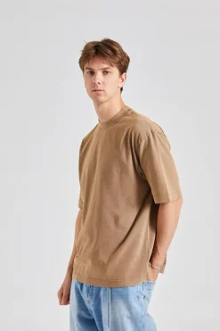 Crew Neck T-shirt - Relaxed Fit Taupe Brown FN-UX-TSHI000018