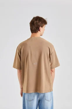 Crew Neck T-shirt - Relaxed Fit Taupe Brown FN-UX-TSHI000018
