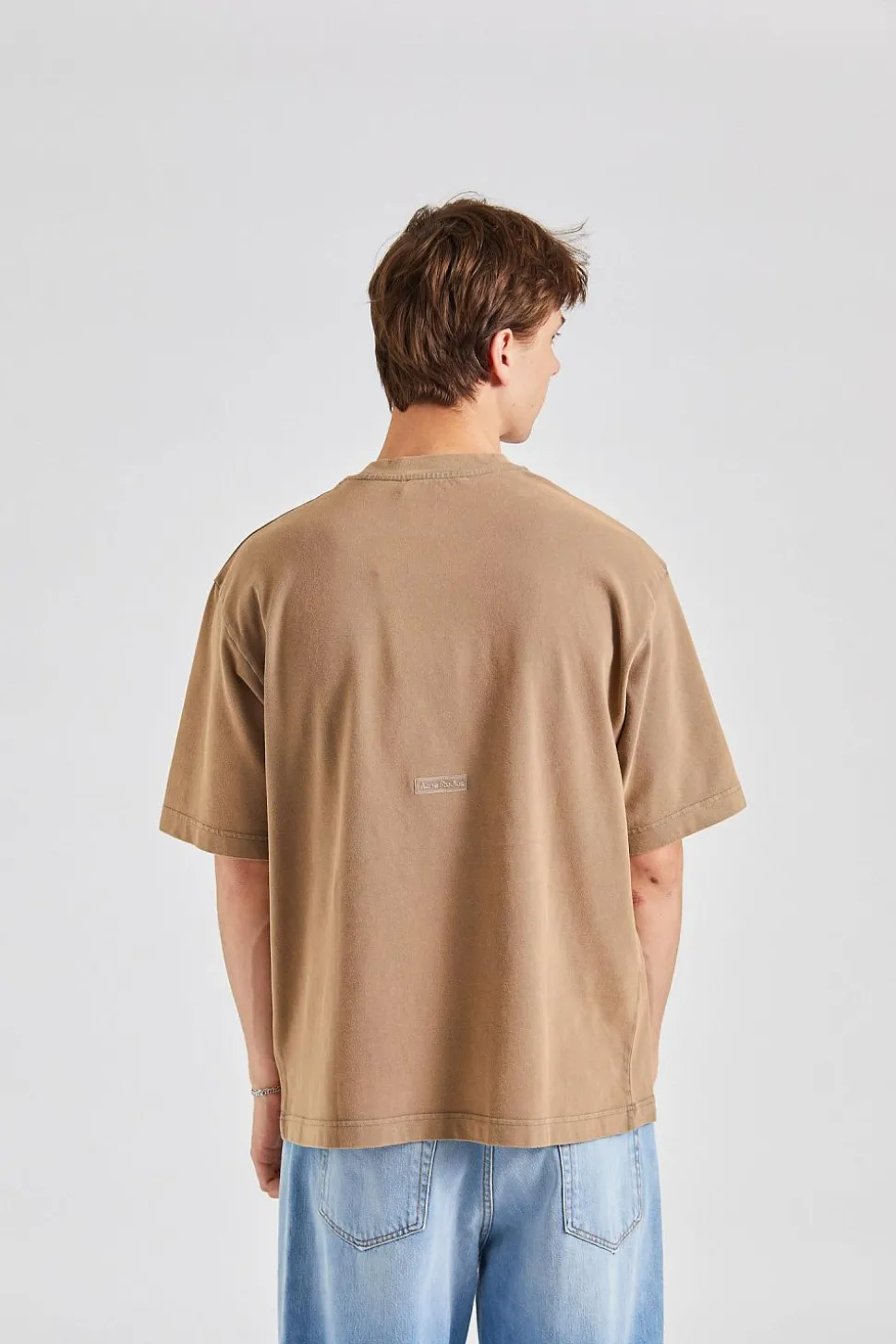 Crew Neck T-shirt - Relaxed Fit Taupe Brown FN-UX-TSHI000018