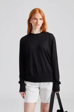 Crew-Neck Silk Cashmere Knit Black
