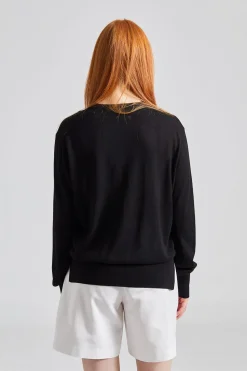 Crew-Neck Silk Cashmere Knit Black