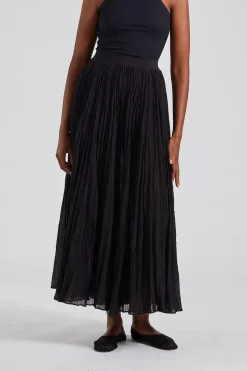 Crinkled Plissé Skirt Black