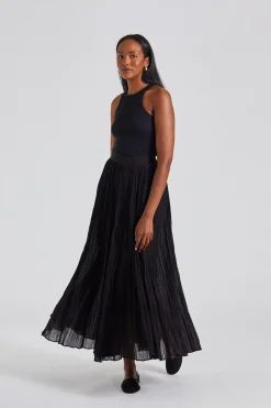 Crinkled Plissé Skirt Black