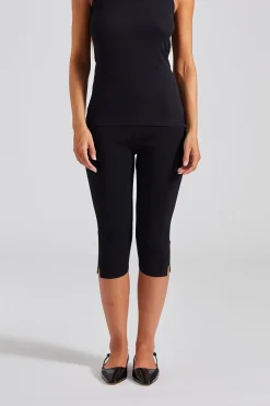 Cropped Compact Knit Leggings Black