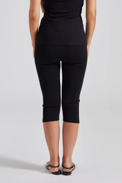 Cropped Compact Knit Leggings Black