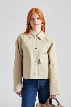 Cropped Cotton Jacket Sand