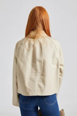 Cropped Cotton Jacket Sand