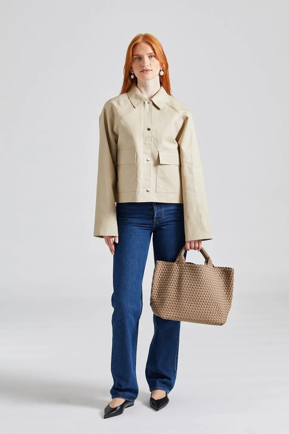 Cropped Cotton Jacket Sand