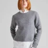 Cropped Crew-Neck Knit Grey Melange