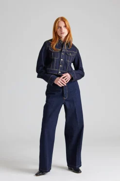 Cropped Denim Jacket Dark Indigo Rise