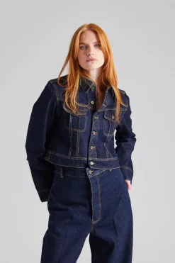 Cropped Denim Jacket Dark Indigo Rise