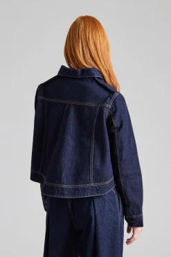 Cropped Denim Jacket Dark Indigo Rise