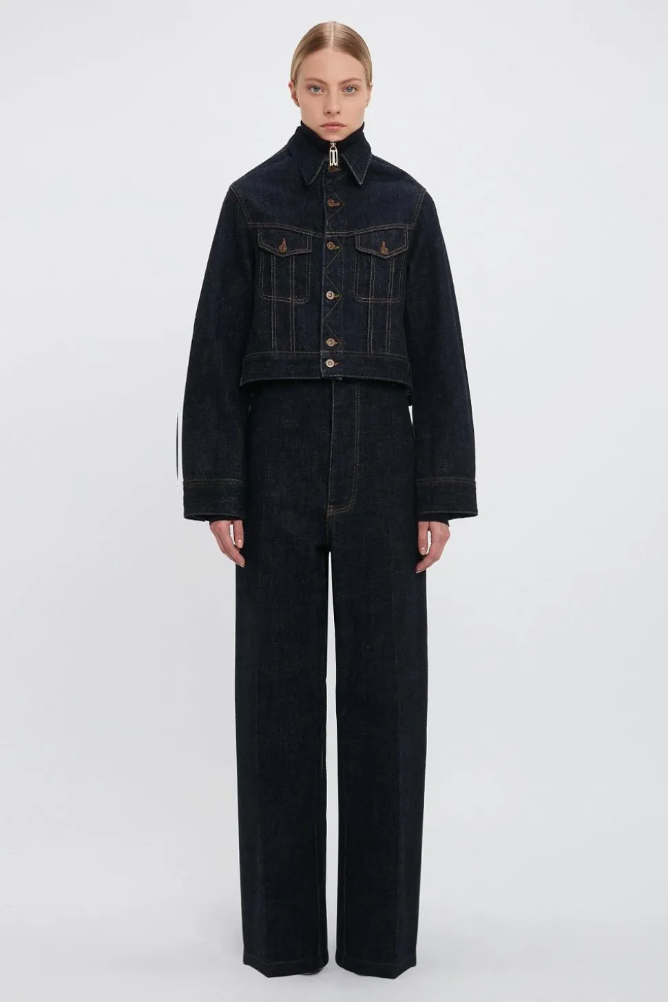 Cropped Denim Jacket Dark Indigo Rise