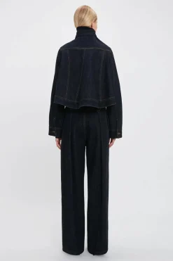 Cropped Denim Jacket Dark Indigo Rise
